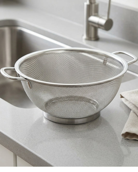 Tidie Rimnest Deep Stainless Mesh Colander Basket 9.5 in - Lifestyle view