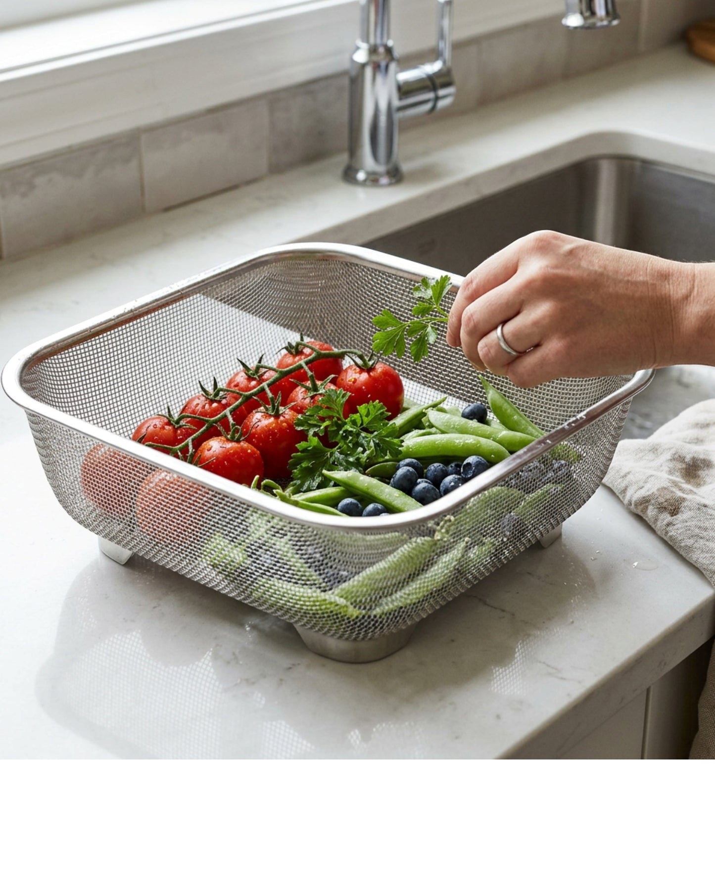 Tidie Stainless Mesh Drain Basket Raised Feet 10 in