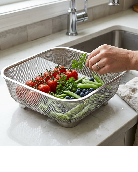 Tidie Stainless Mesh Drain Basket Raised Feet 10 in
